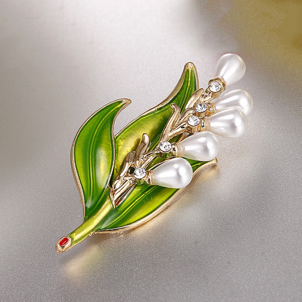 YOML✔Rhinestone Faux Pearl Tree Leaf Brooch Pin Fashion Women Party Jewelry Gift