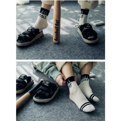 Tất cổ cao đen trắng họa tiết chữ phá cách tuổi Teen siêu HOT.. Shop Phụ Kiện Tiên Tiên