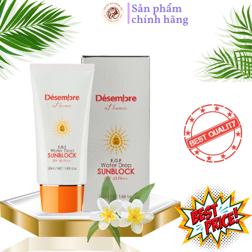 Kem Chống Nắng Phục Hồi Da Desembre At Home E.G.F Water Drop Sun Block SPF40 PA++ 50ml