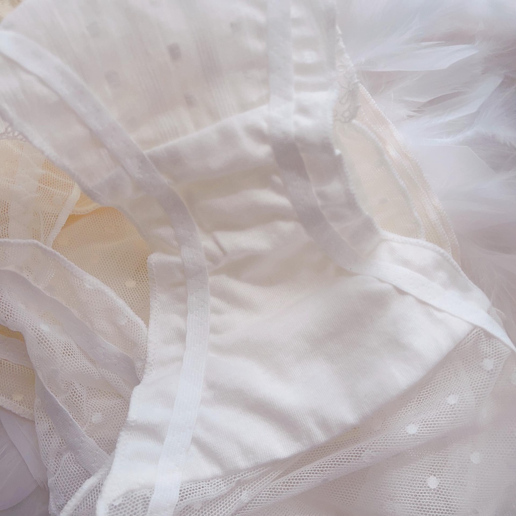 Quần Lót Nữ Ren Nơ Chấm Bi Phối Bèo Kháng Khuẩn Thoáng Khí Sexy Xuất Đông Âu  Hàng Loại Đẹp.