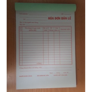 Hóa đơn bán lẻ 1 liên dày xanh lá CT