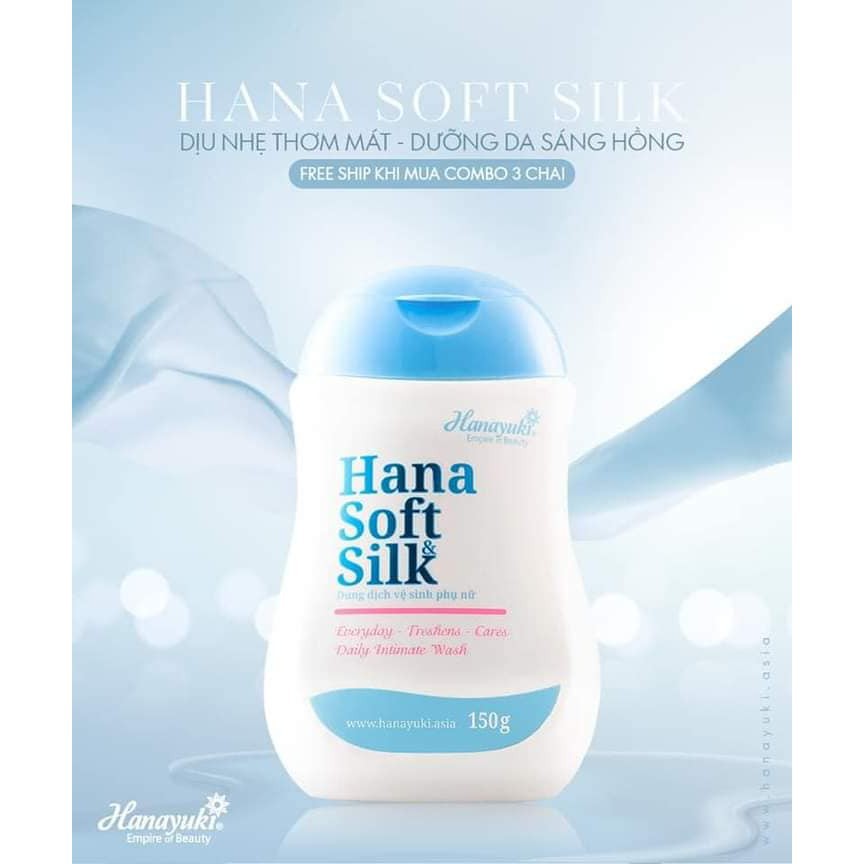 Combo 3X dung dịch vệ sinh phụ nữ Hana Soft Silk Hanayuki Tặng khăn lau vùng kín - Hanayuki Beauty