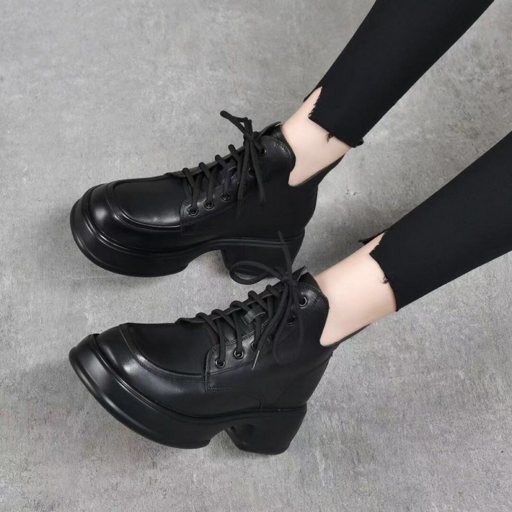 Bốt nữ chất liệu da Pu cao cấp, Boot nữ khoá kéo sau, lót nỉ êm boot mũi tròn boost lửng thời trang đế mới hót 2022