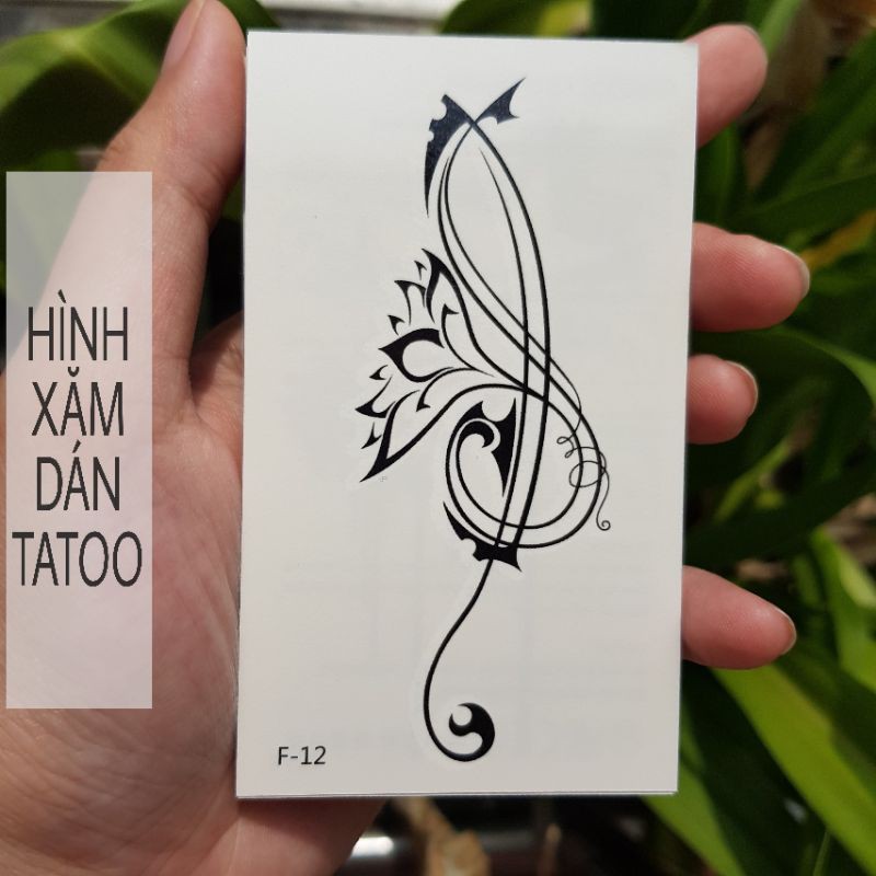 Hình xăm nốt nhạc f12. Xăm dán tatoo mini tạm thời, size &lt;10x6cm