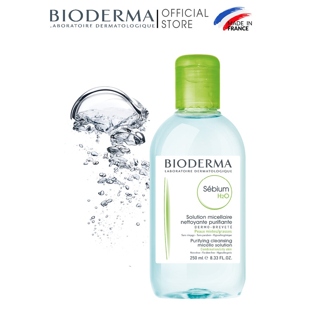 Dung dịch làm sạch và tẩy trang công nghệ dành cho da hỗn hợp đến da dầu Micellar Bioderma Sebium H2O - 250ml