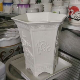 CHẬU NHỰA  TRỒNG CÂY LỤC GIÁC  PHÚC LỘC THỌ CAO 30CM RỘNG 28CM