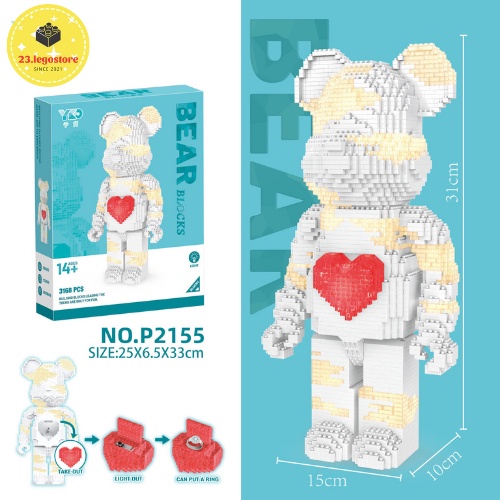 Bộ đồ chơi lắp ghép gấu BearBrick vs LV cao 31cm (