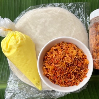 Combo bánh tráng phơi sương 500gram, hủ muối tép hành phi hơn 200gram