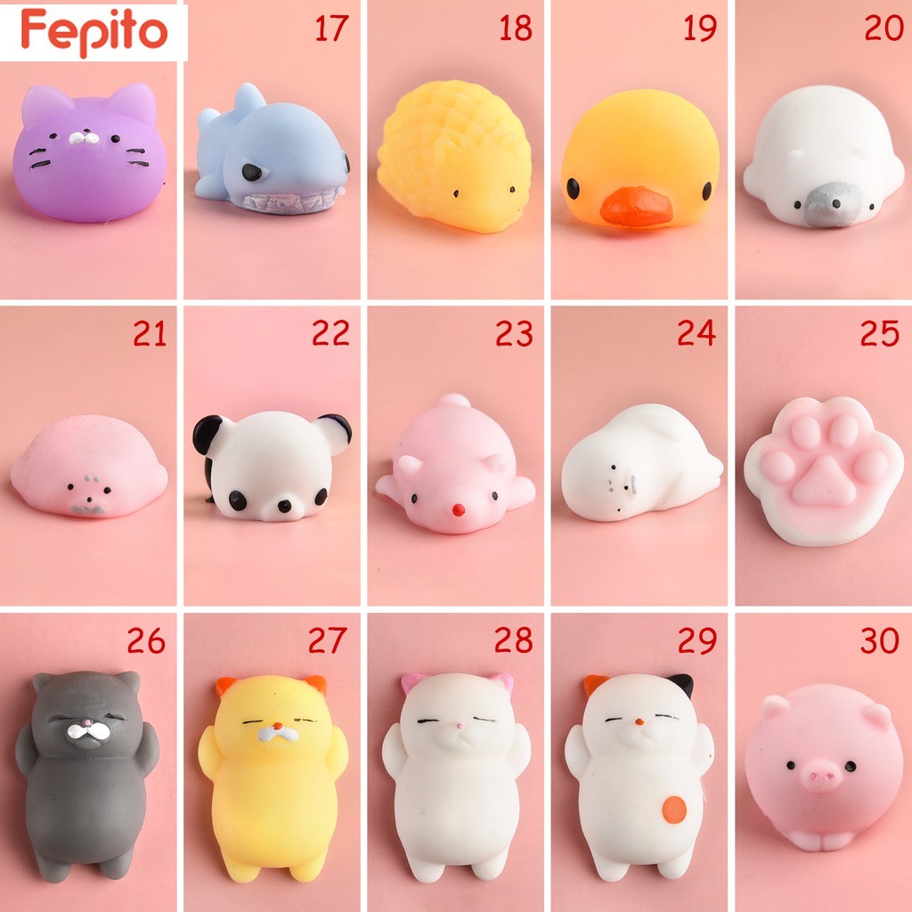 FEPITO Đồ Chơi Squishy Mochi Bóp Mềm Mại Thiết Kế Hình Thú Hoạt Hình Xinh Xắn