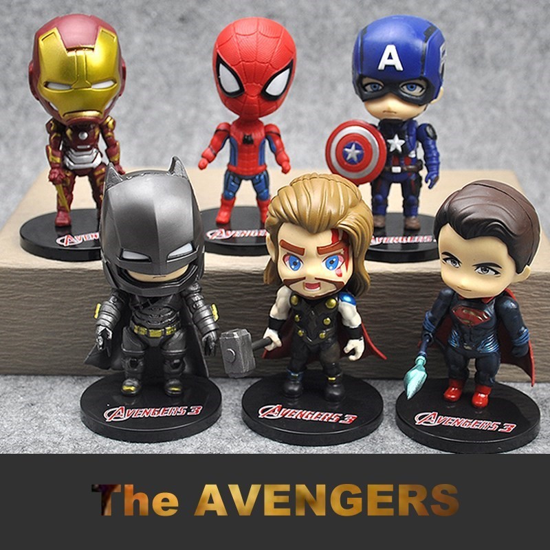 Bộ mô hình 6 siêu anh hùng Marvel Avengers trang trí bánh kem, topper trang trí bánh