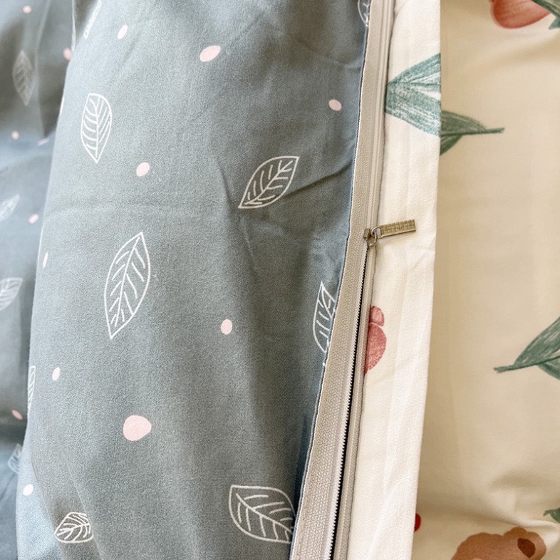 Chăn ga gối cotton poly - Mẫu tuylip xanh.