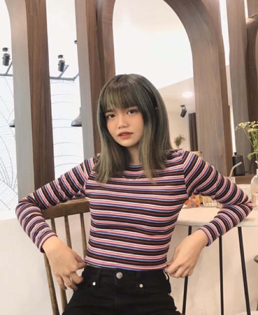 🍒ÁO_CROPTOP_SỌC_TAY_DÀI🥑