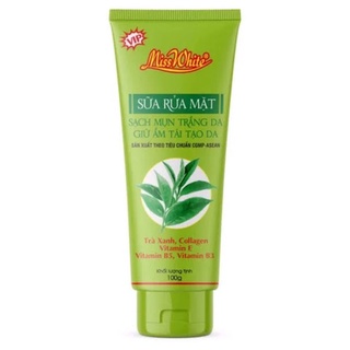 Sữa rửa mặt trà xanh miss white 100g