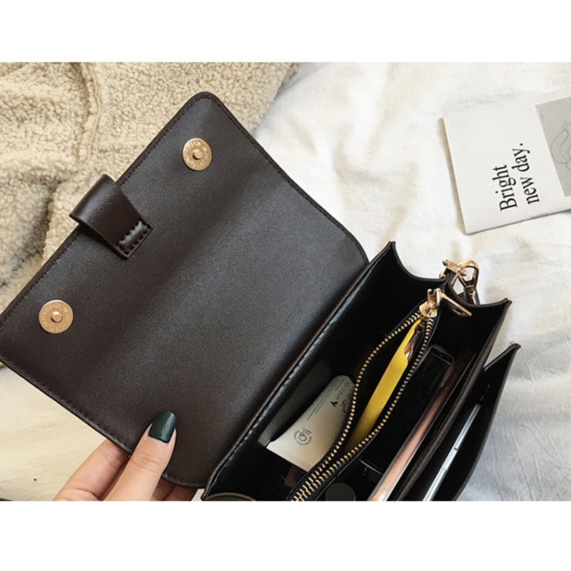 Túi Đeo Chéo Hình Vuông Nhỏ Màu Sắc Trơn Phong Cách Hàn Quốc Cho Nữ