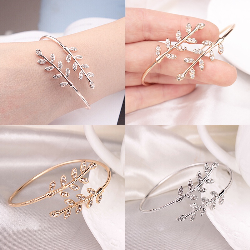 1 Pc Party Jewelry Adjustable Bangles Women Opening Bracelet Fine Bangles Opening Bangles Leaf Bangles