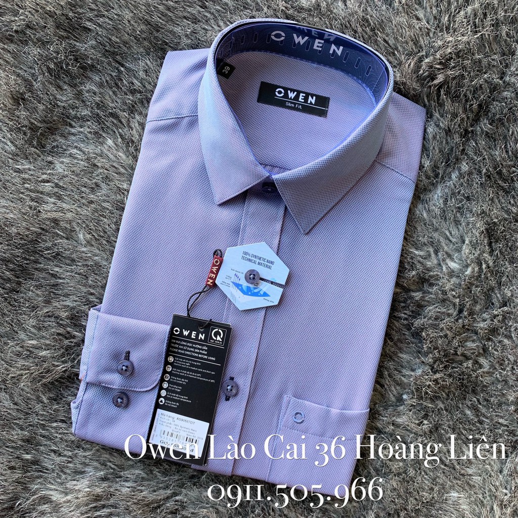 OWEN - Áo sơ mi dài tay Owen SLIMFIT màu xám tím AS 90587