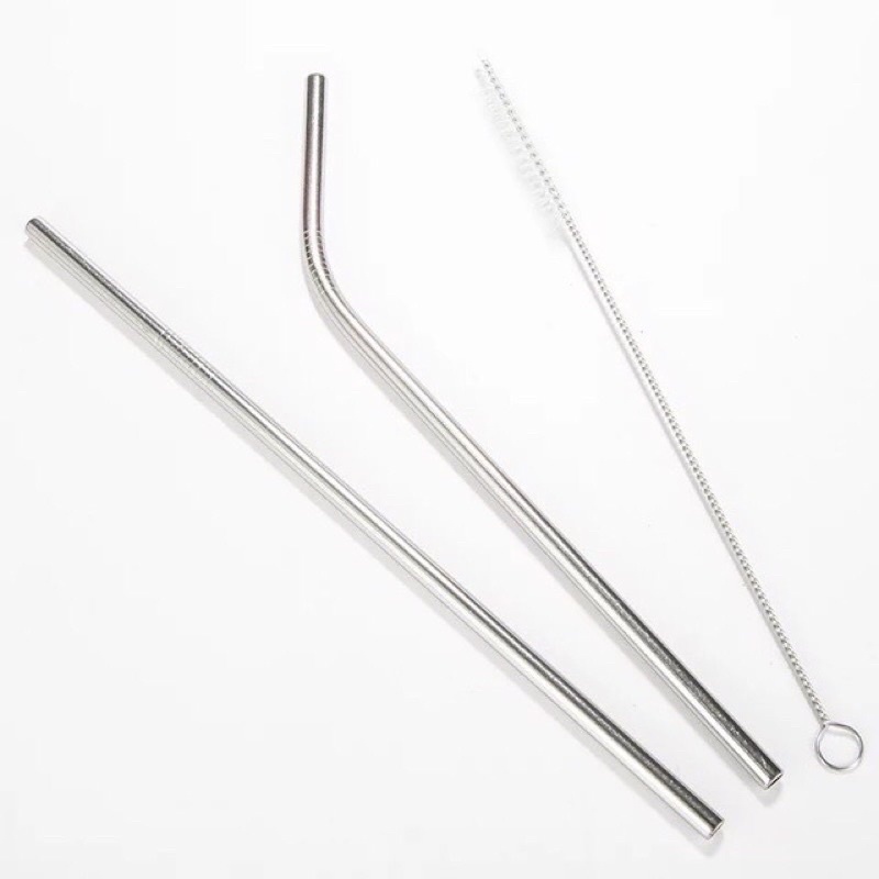 Bộ ống hút kim loại INOX 3 món