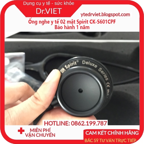 Ống nghe y tế 02 mặt Spirit CK-S601CPF - mặt và tai nghe được mạ Crom, dây nghe làm bằng PVC bền, lọc âm tốt - Drviet