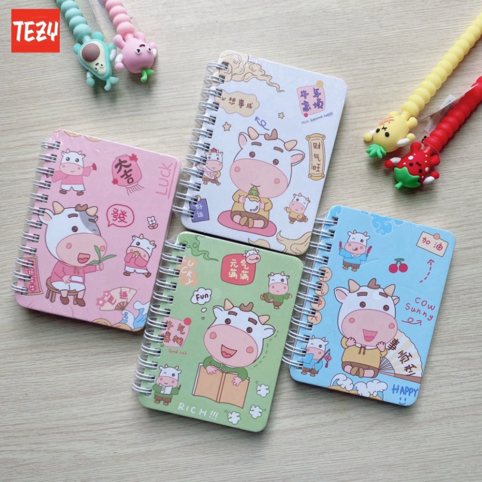 Sổ tay cute cow sunny 90 trang, sổ tay mini nhỏ gọn ghi chép tiện lợi - TZ192144HN