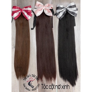 Tóc cột nơ đỏ tiểu thư
