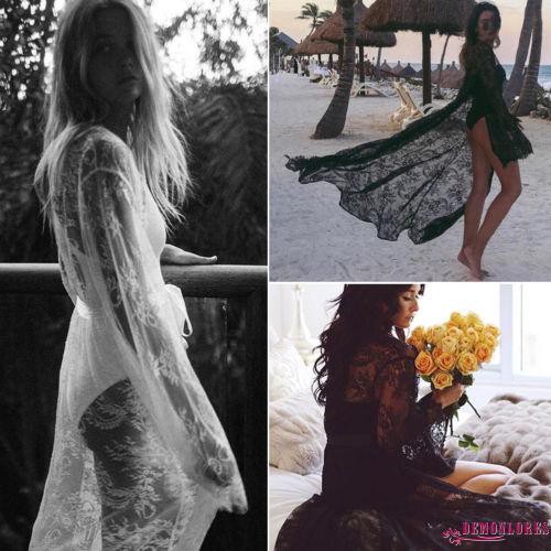 Áo khoác voan dáng dài mặc ngoài bikini phong cách boho thời trang quyến rũ cho nữ - Hàng nhập khẩu | BigBuy360 - bigbuy360.vn