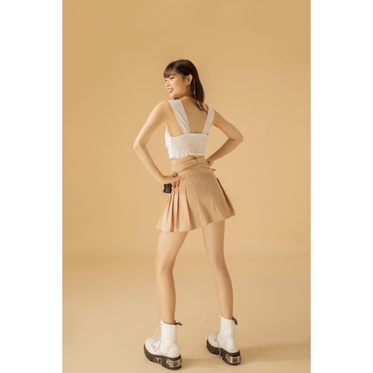 Áo croptop 2 dây họa tiết trơn | ARA TOP - CLÉLIE