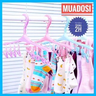 Móc 8 kẹp phơi tất vớ - moc chùm phơi quần áo trẻ có kẹp chống bay