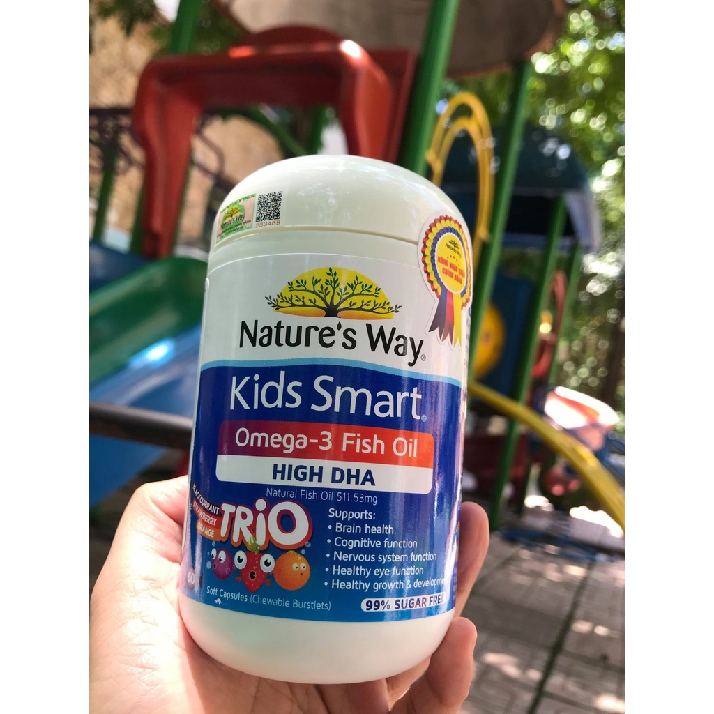 Viên Uống Dầu Cá Nature's Way Omega-3 Fish Oil Trio Giúp Bổ Sung DHA Phát Triển Trí Tuệ Cho Bé 60 Viên