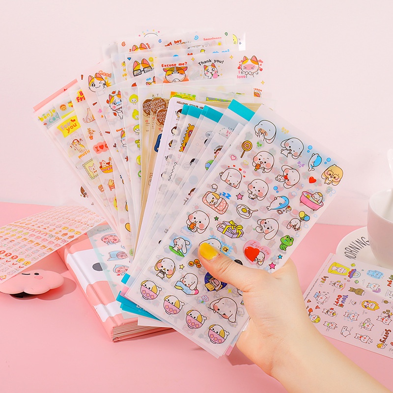 Sticker Cute Dán Sổ Mix Nhiều Mẫu, Set 6 Tấm