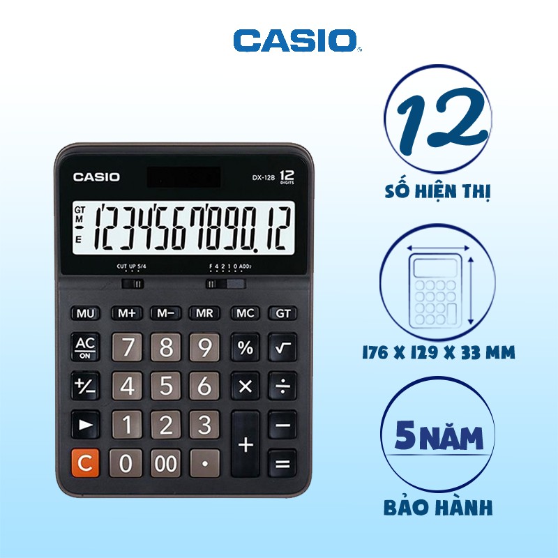 Máy tính Casio Dx-12B chính hãng dành cho văn phòng, cửa hàng, shop bán hàng