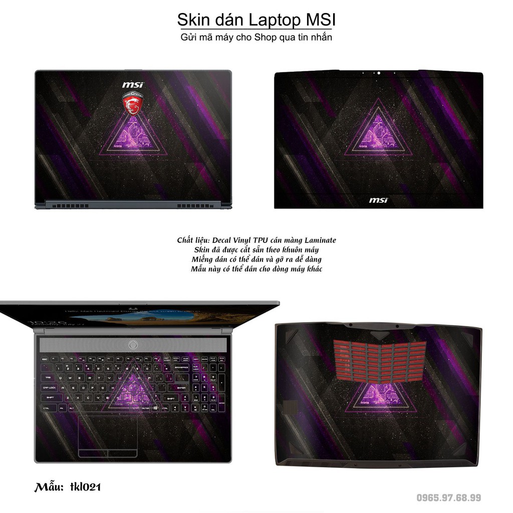 Skin dán Laptop MSI in hình thiết kế nhiều mẫu 5 (inbox mã máy cho Shop)