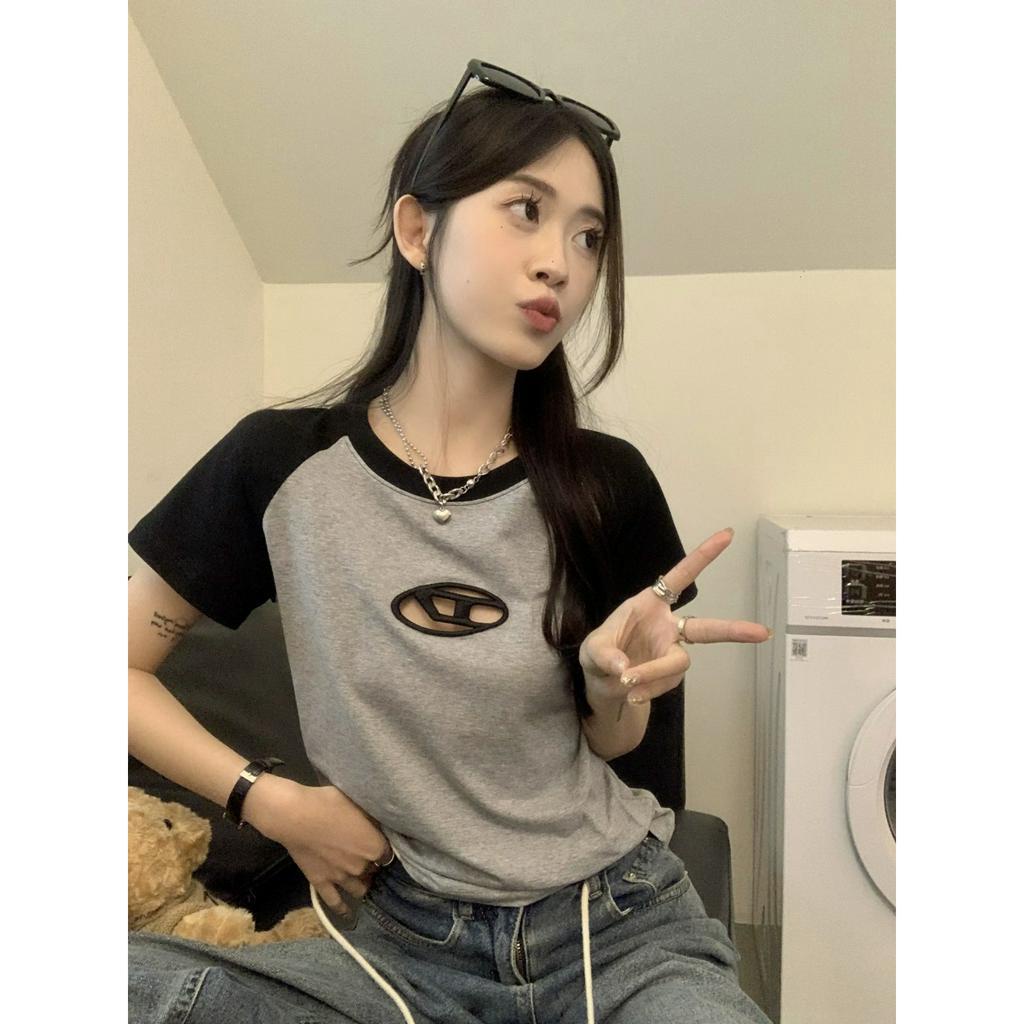 「 WELOVE1 」Áo Thun 100% Cotton Tay Ngắn Dáng Rộng Màu Xám Thời Trang Mùa Hè Phong Cách Hàn Quốc Cho Nữ