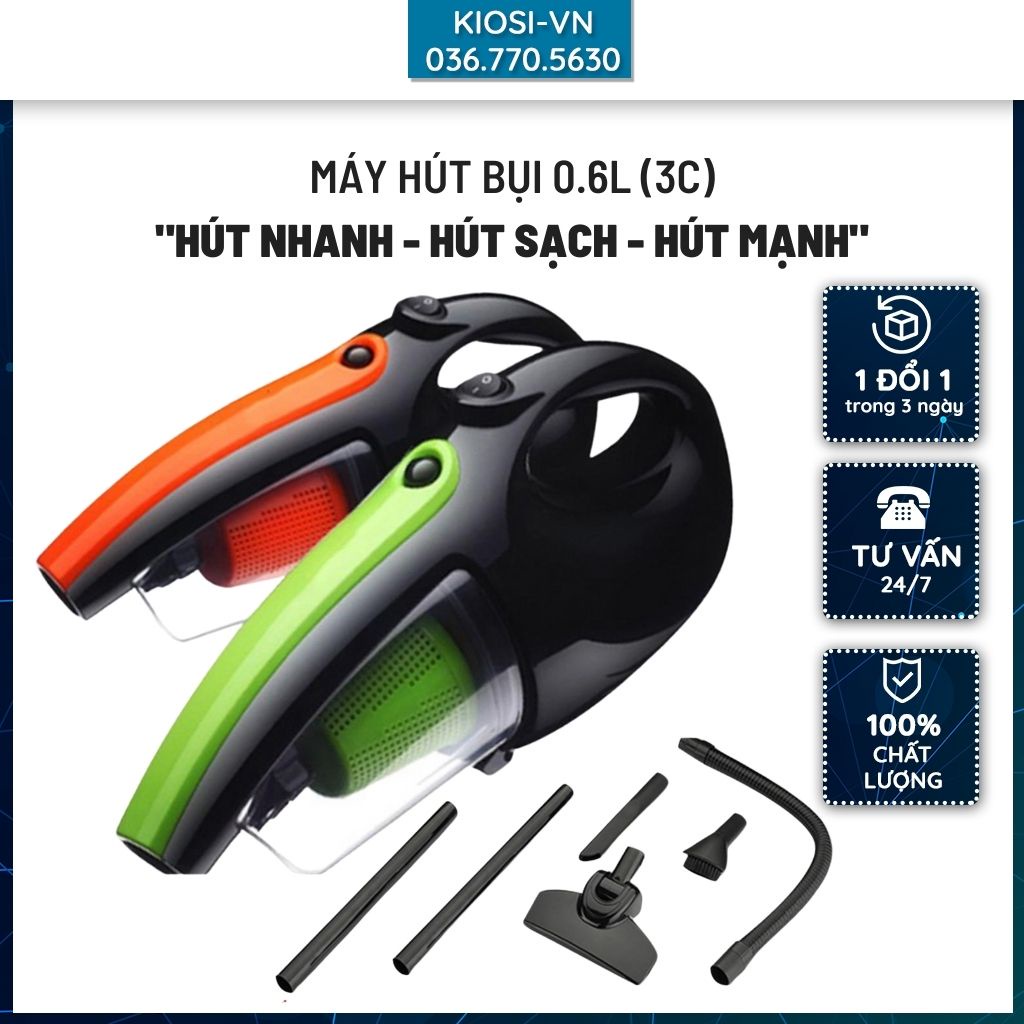 Máy hút bụi công suất cao, Máy hút bụi cầm tay 0.6L, thiết kế ưu việt, hoạt động êm ái [BH UY TÍN]