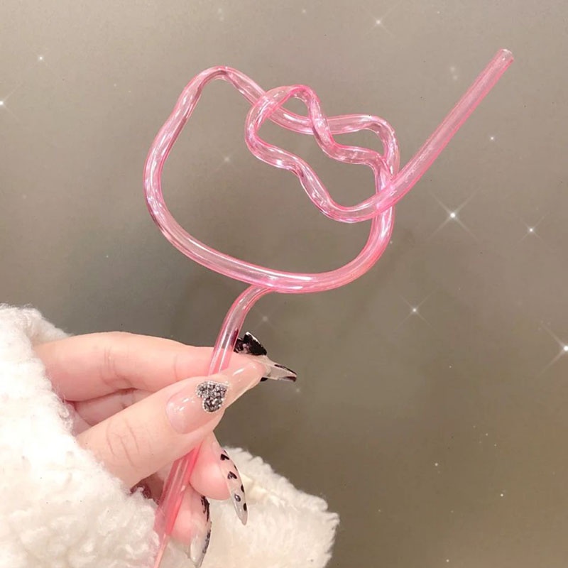 Ống Hút Nhựa PVC Dùng 1 Lần Hình Hello Kitty Dễ Thương