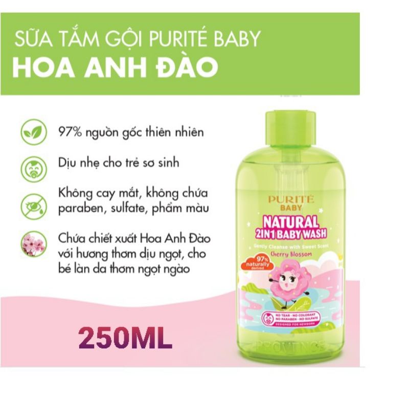 Sữa tắm gội Purité Baby Hoa Anh Đào cho bé 250ml