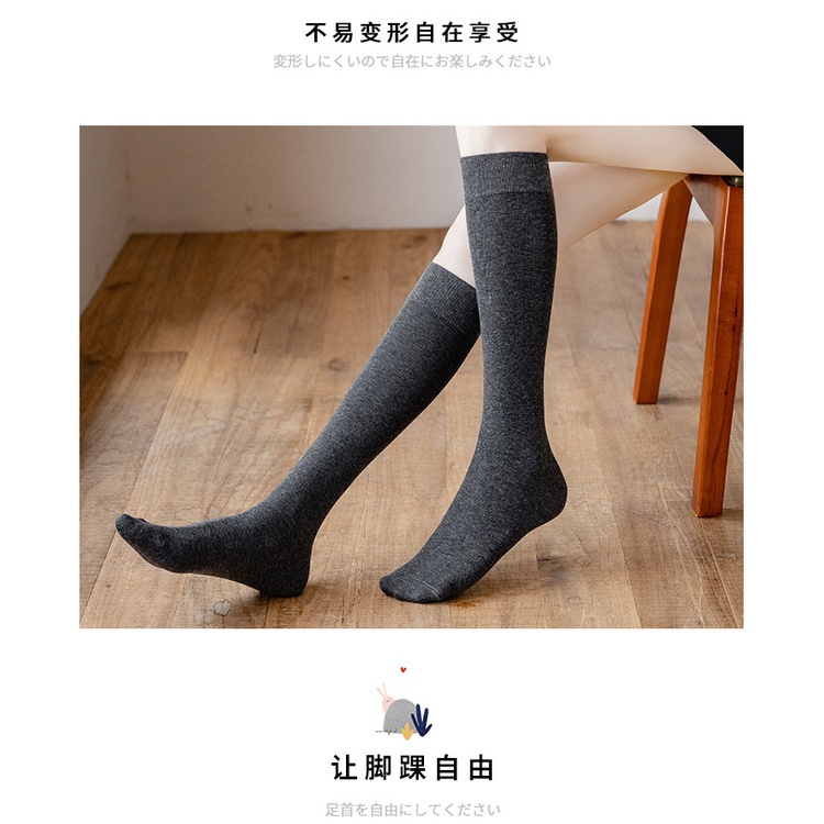 Vớ cotton Cổ Cao Mỏng Màu Trắng/Đen Thời Trang Thu Đông Cho Học Sinh