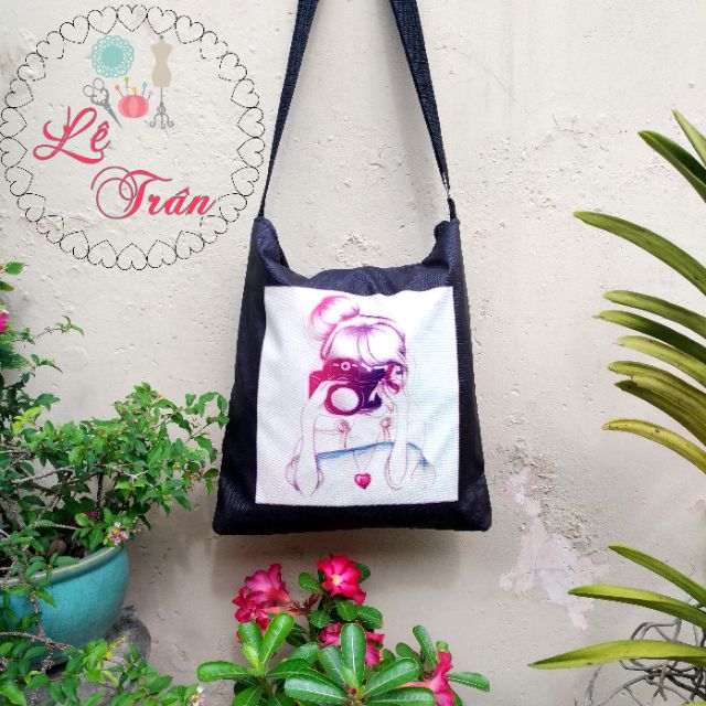 Túi canvas đeo vai đeo chéo Túi Hello Summer túi tote đi biển in hình