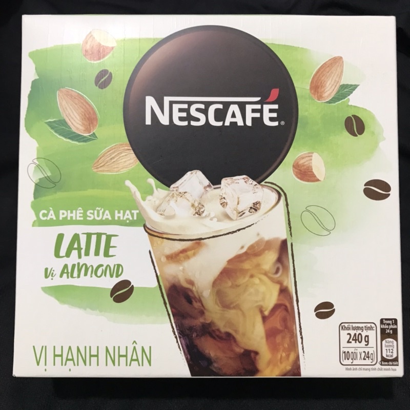 Cà phê sữa hạt Latte vị hạnh nhân hộp 10 gói x24g