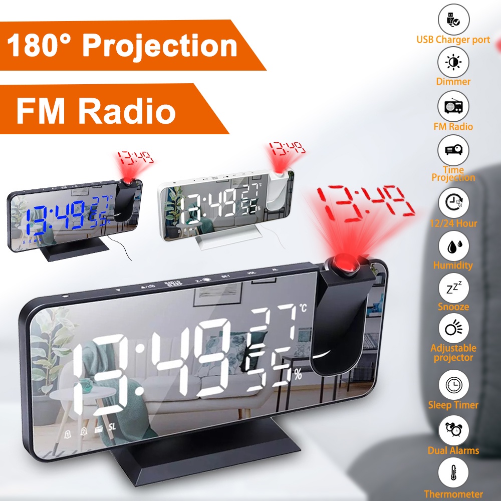 Đồng hồ báo thức để bàn màn hình LED kỹ thuật số có chức năng radio FM