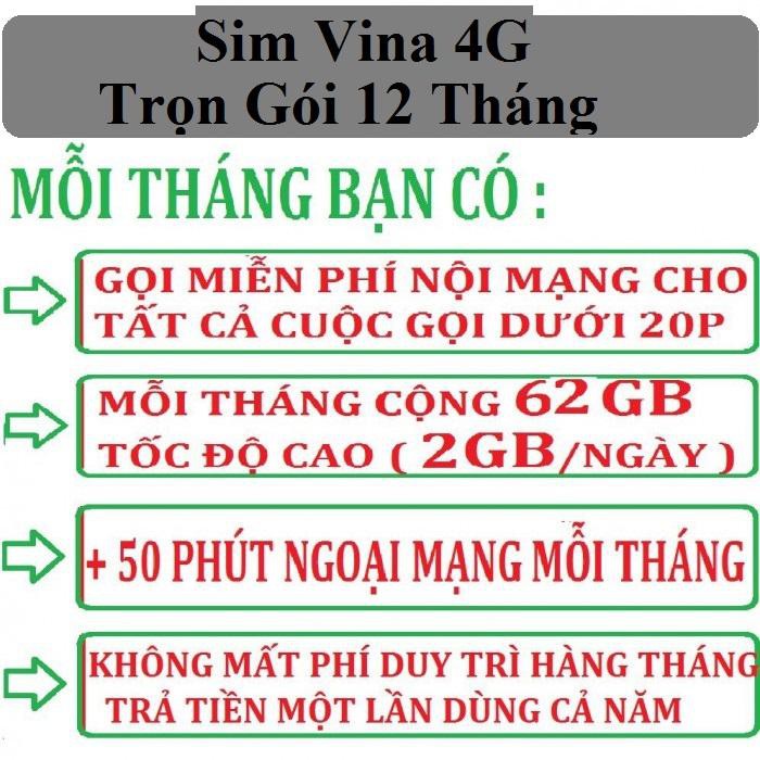 Sim vinaphone gói cước vd89 trọn gói 12 tháng đẹp giá rẻ