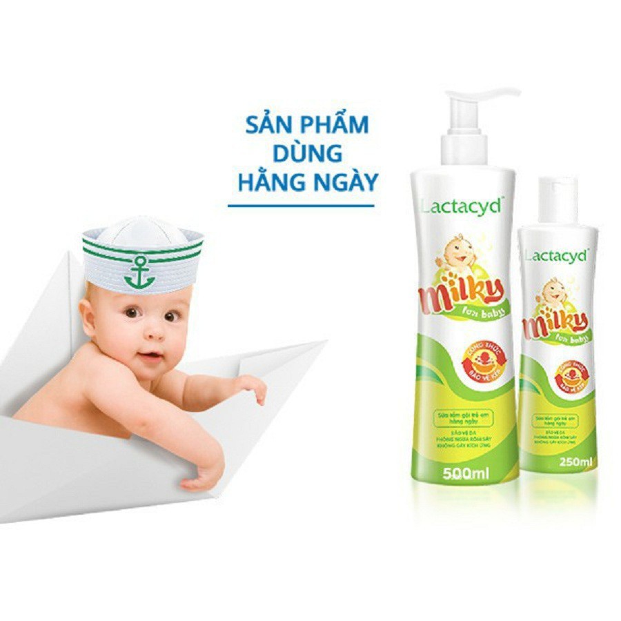 Sữa tắm trẻ em Lactacyd Milky tắm gội ,hỗ trợ điều trị rôm sảy,hăm kẽ cho trẻ sơ sinh