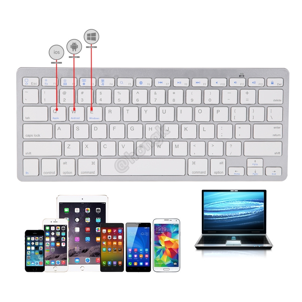 Bàn Phím Bluetooth Không Dây Cho Notebook / Ipad / Tablet / Android / Apple / Computer / Điện Thoại / Máy Tính