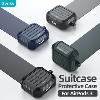 BENKS Vỏ bảo vệ hộp sạc tai nghe AirPods 3 bằng TPU chống sốc chống rơi hình vali màu trơn