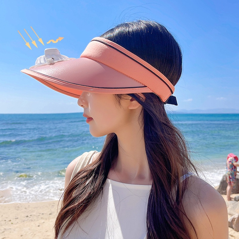 Mũ Chống Nắng Rỗng Chóp Điều Chỉnh Được Kèm Quạt Sạc USB Cho Hoạt Động Cắm Trại