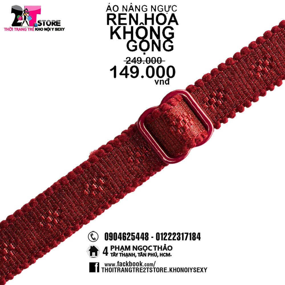 Áo Nâng Ngực Cotton Không Gọng Phối Ren (Đỏ)