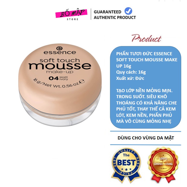 [SALE] [CAM KẾT 100% CHÍNH HÃNG] PHẤN TƯƠI ĐỨC ESSENCE SOFT TOUCH MOUSSE MAKE UP 16g | BigBuy360 - bigbuy360.vn