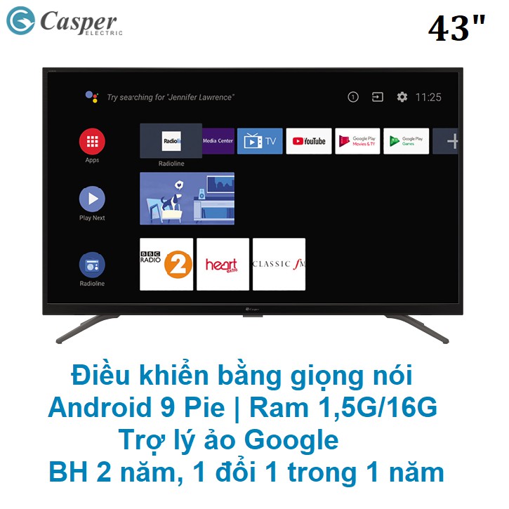 🛑 Smart Tivi 43 inch Casper 43FG5000/5100 ✅Voice, Trợ lý ảo, Bluetooth, Made in Thái Lan 1 đổi 1 trong 1 năm