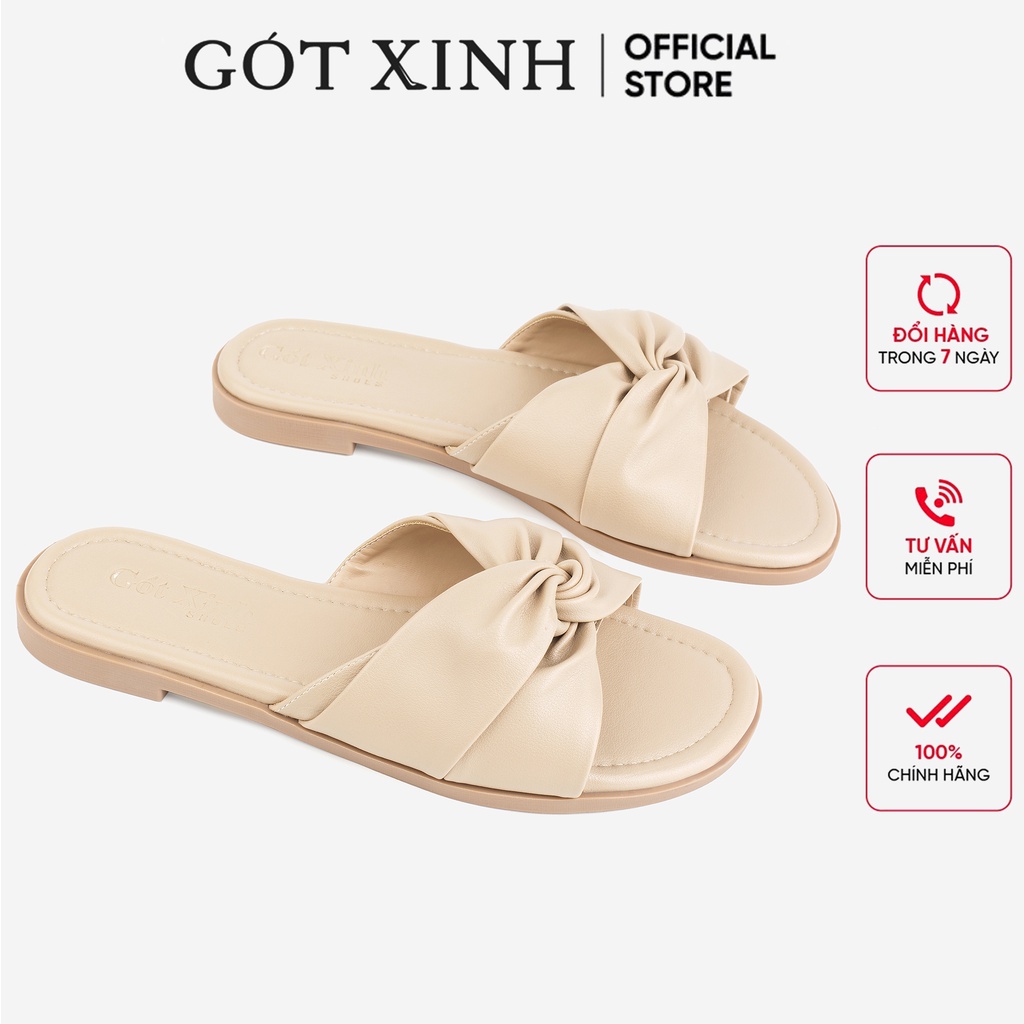 Dép quai ngang nữ GÓT XINH D42 da mờ đế bệt