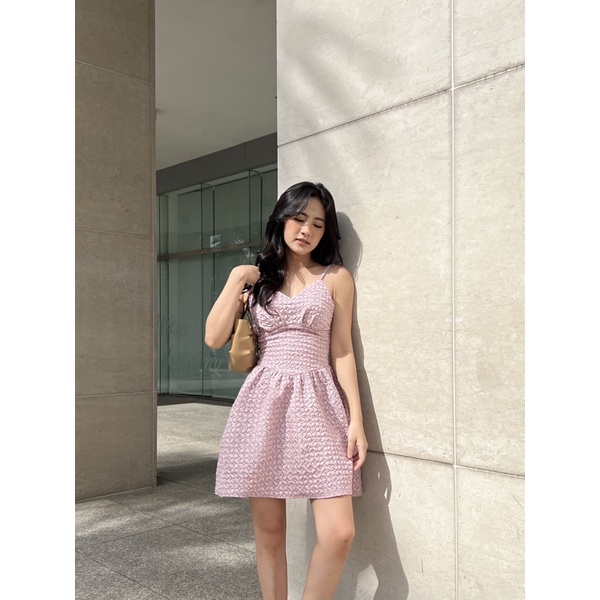 YU CHERRY | Đầm hai dây vải in họa tiết chiết eo hách dáng, V Neck Cami Dress YD154