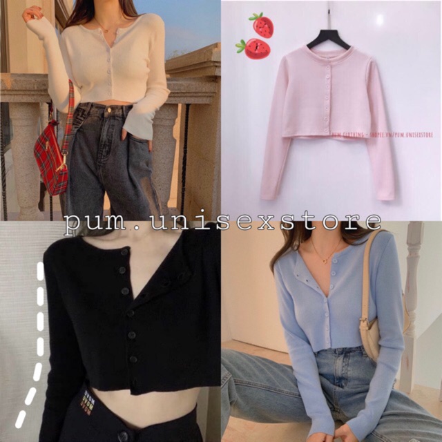 Áo Croptop YAN CỔ TIM TAY DÀI Nữ